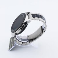 Bandmeister® Armband 3-Segment Edelstahl Business mit Bandmeister-Logo silver-black für Federsteg Uhr 22mm