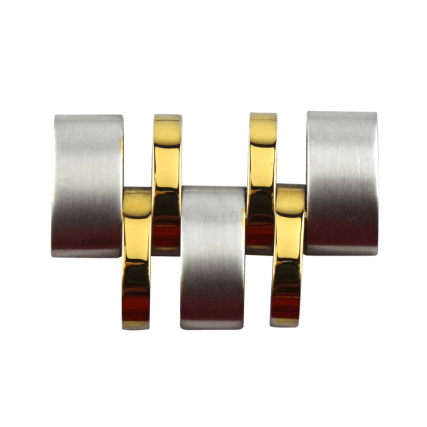 Bandmeister® Einzelglied silver-gold für Original Bandmeister® 7-Segment Edelstahl-Gliederband für Federsteg Uhr