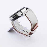 Bandmeister® Armband Echtleder Wendeband white-pink für Federsteg Uhr 22mm