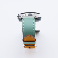 Bandmeister® Armband Echtleder Wendeband mint-yellow für Federsteg Uhr 22mm