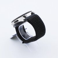 Bandmeister® Armband Flausch Klettverschluss black white für Federsteg Uhr 22mm