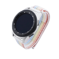 Bandmeister® Armband Flausch Klettverschluss white rainbow für Federsteg Uhr 22mm