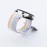 Bandmeister® Armband Flausch Klettverschluss white rainbow für Federsteg Uhr 22mm