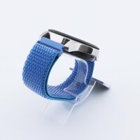 Bandmeister® Armband Flausch Klettverschluss cape blue für Federsteg Uhr 22mm