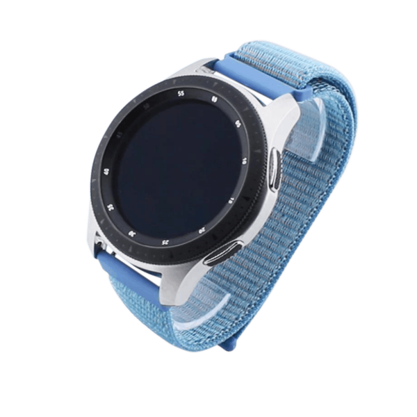 Bandmeister® Armband Flausch Klettverschluss chrysanteme blue für Federsteg Uhr 22mm