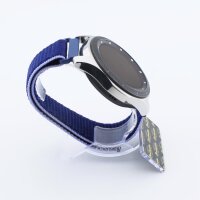 Bandmeister® Armband Flausch Klettverschluss midnight blue-black für Federsteg Uhr 22mm