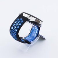 Bandmeister® Armband Silikon Sport Delfin black-blue für Federsteg Uhr 20mm S/M