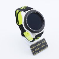 Bandmeister® Armband Silikon Sport Delfin black-yellow für Federsteg Uhr 22mm M/L