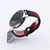 Bandmeister® Armband Silikon Sport Delfin black-red für Federsteg Uhr 22mm S/M