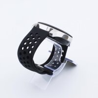 Bandmeister® Armband Silikon Sport Delfin black-black für Federsteg Uhr 22mm M/L