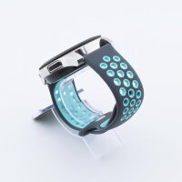 Bandmeister® Armband Silikon Sport Delfin gray-teal für Federsteg Uhr 20mm S/M