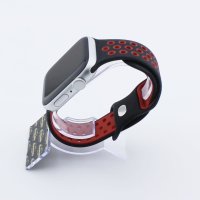 Bandmeister® Armband Silikon Sport Delfin black-red für Apple Watch 42/44/45mm