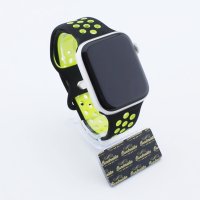 Bandmeister® Armband Silikon Sport Delfin black-yellow für Apple Watch 38/40/41mm