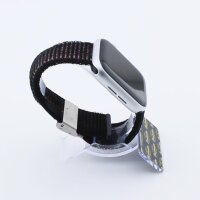 Bandmeister® Armband Flausch Klappverschluss für Apple Watch official black 42/44/45/49 mm