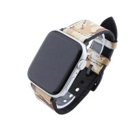 Bandmeister® Armband Echtleder Silikon camouflage brown für Apple Watch 38/40/41mm