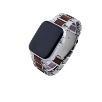Bandmeister® 2-Segment Edelstahl-Sandelholz Band für Apple Watch Silber | rotes Sandelholz 38/40/41mm
