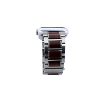 Bandmeister® 2-Segment Edelstahl-Sandelholz Band für Apple Watch Silber | rotes Sandelholz 38/40/41mm